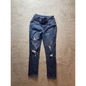 Wallflower Jeans Womens Sz 0 Blue Denim Pants Stretch The Sassy High Rise 24x25‎